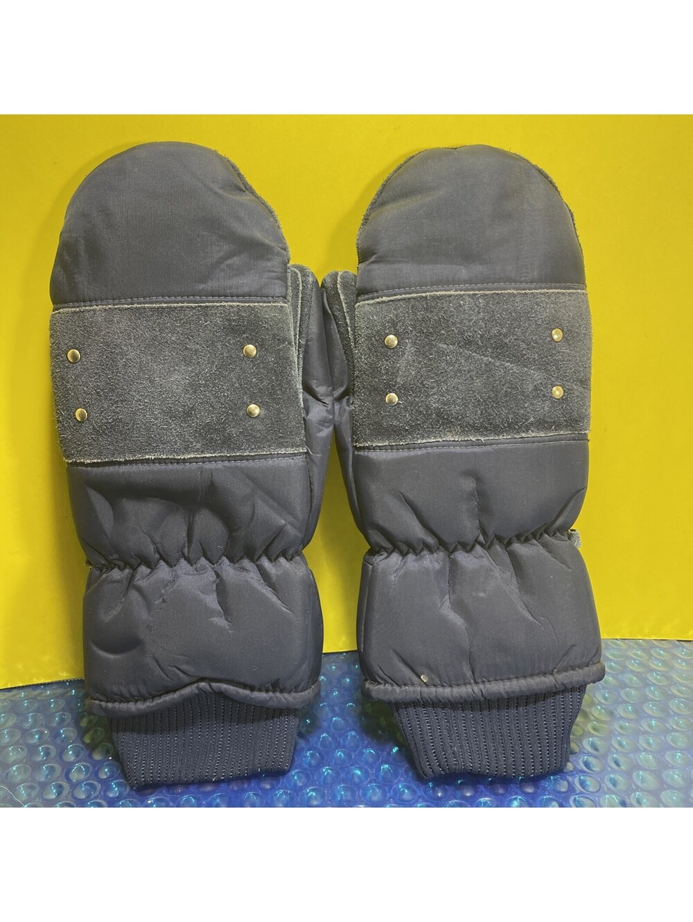 Kombi VTG Womens L Storm Ski Mitten Style Gloves With Knit Cuff Navy Blue Large